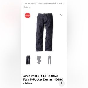 NWT Orvis Pants | CORDURA® Tech 5-Pocket Denim INDIGO – Mens, Size 36x32